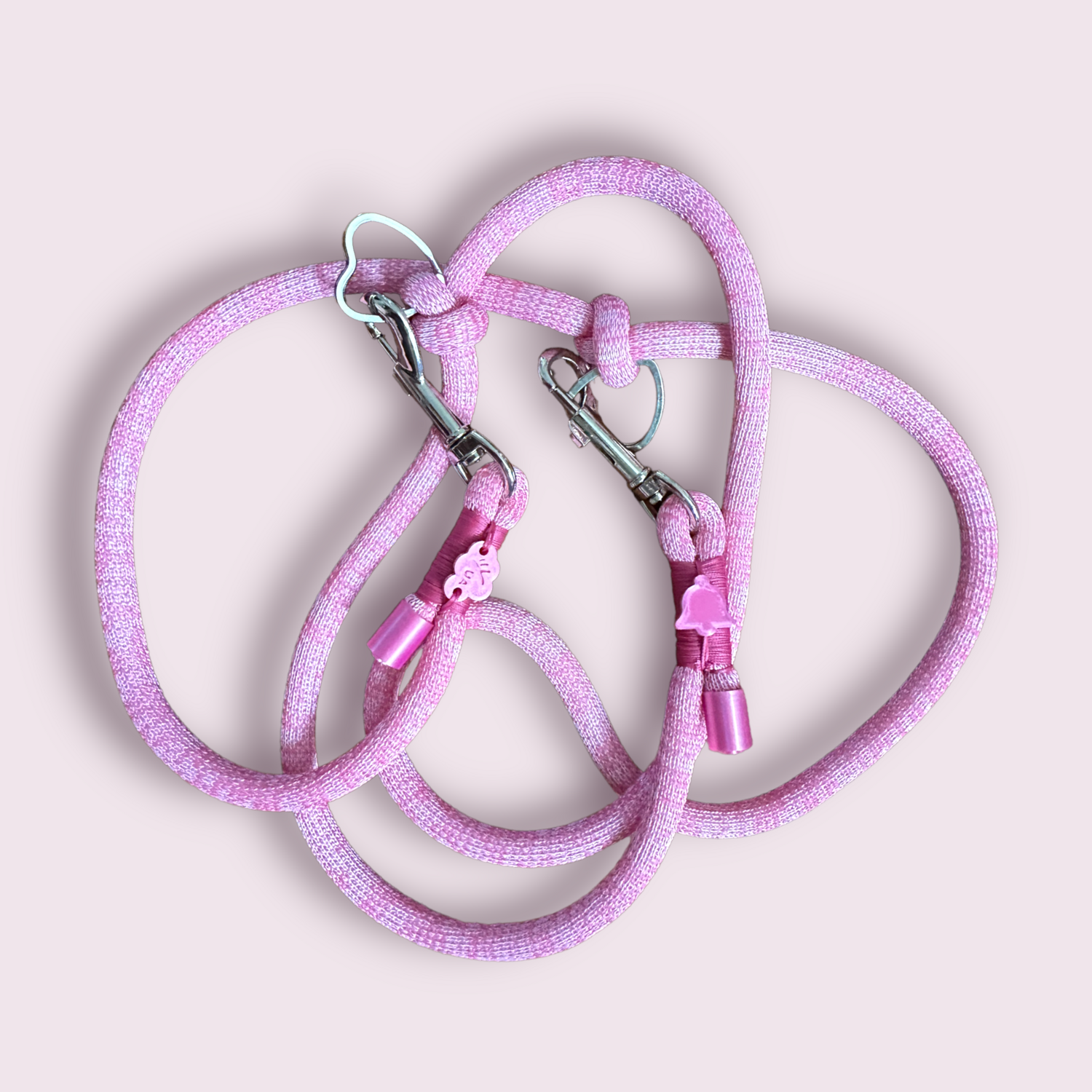 GUINZAGLIO in cordone morbido rosa chiaro misura da addestramento rifinito con charme in tonalità