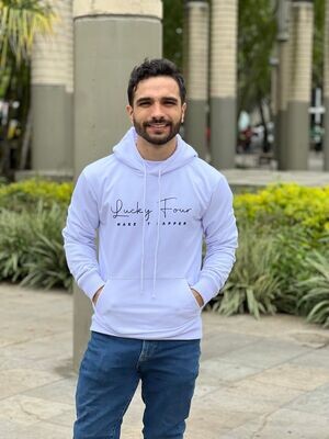 Hoodie White Lucky Four