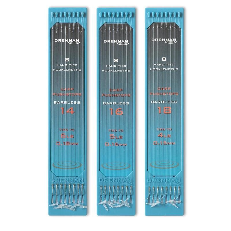 Carp pushstops barbless, Hooklength Plate 6" (15cm) -  DRENNAN