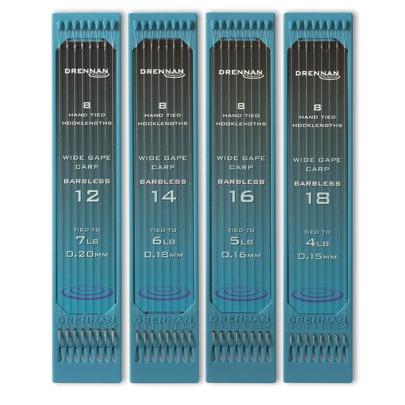 Wide gape carp barbless, Hooklength Plate 6" (15cm) - DRENNAN