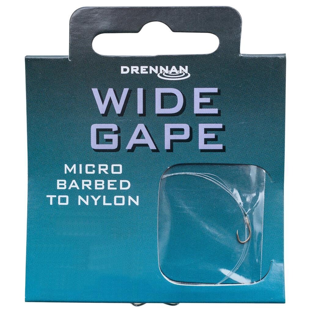 Wide Gape, Hooks to Nylon, Barbed  - DRENNAN