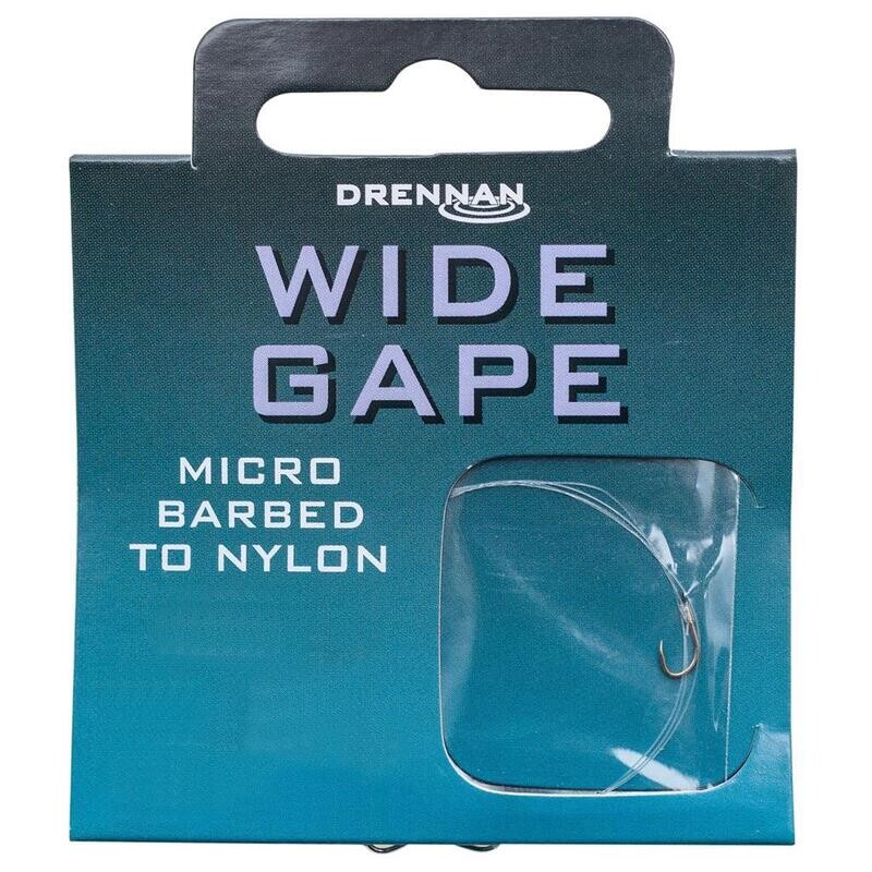 Wide Gape, Hooks to Nylon, Barbed  - DRENNAN