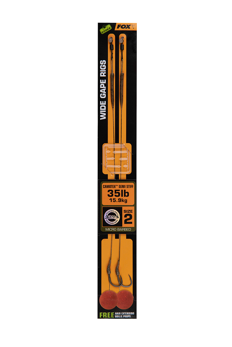 Edges Wide Gape 2 - 35lb Camotex Semi Stiff x 2 - FOX