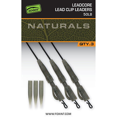 EDGES™ Naturals Leadcore Power Grip Lead Clip Leaders - FOX