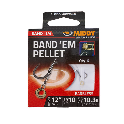 Band 'Em Pellet Hooks-to-Nylon (12"): 10 to 10.3 lb  (6pc pkt) - MIDDY