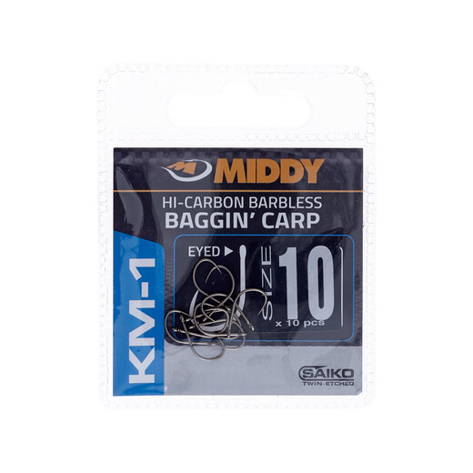 KM1 Baggin&#39; Carp Eyed Hooks 10 (10pc pkt) - MIDDY