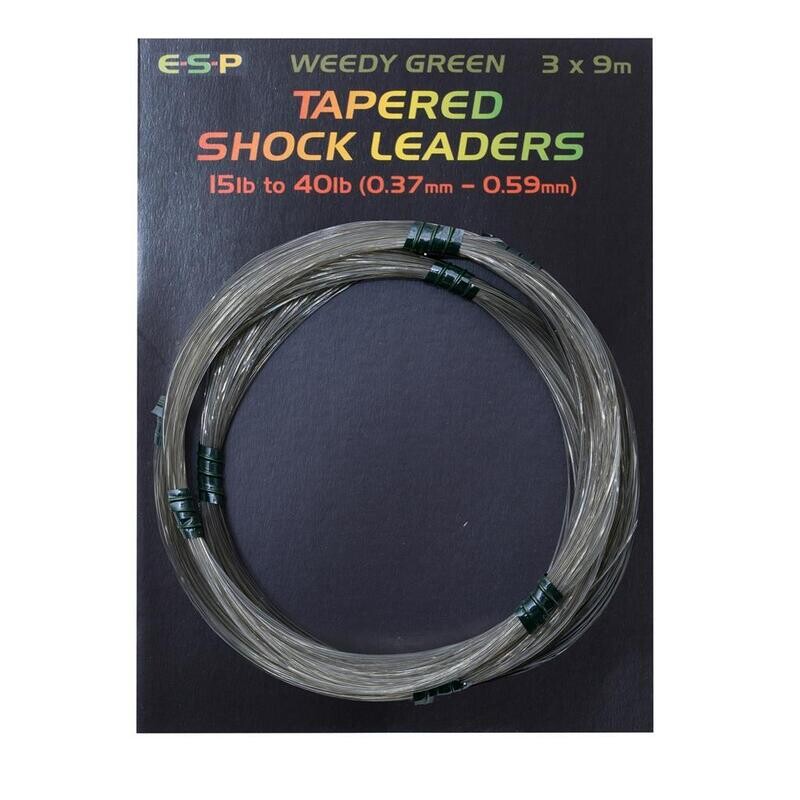 Tapered Shock Leader , Green 15lb-40lb - E.S.P.