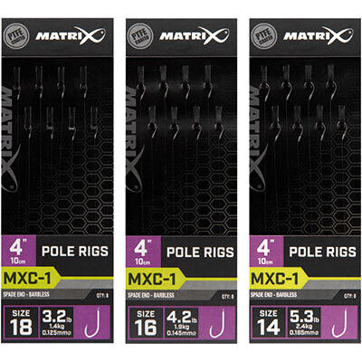 MXC-1 Sz 18 Barbless 0.125MM pole Rig - MATRIX