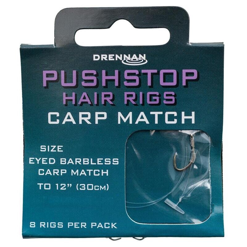 Pushstop Hair Rigs, Carp Match (barbless) - DRENNAN