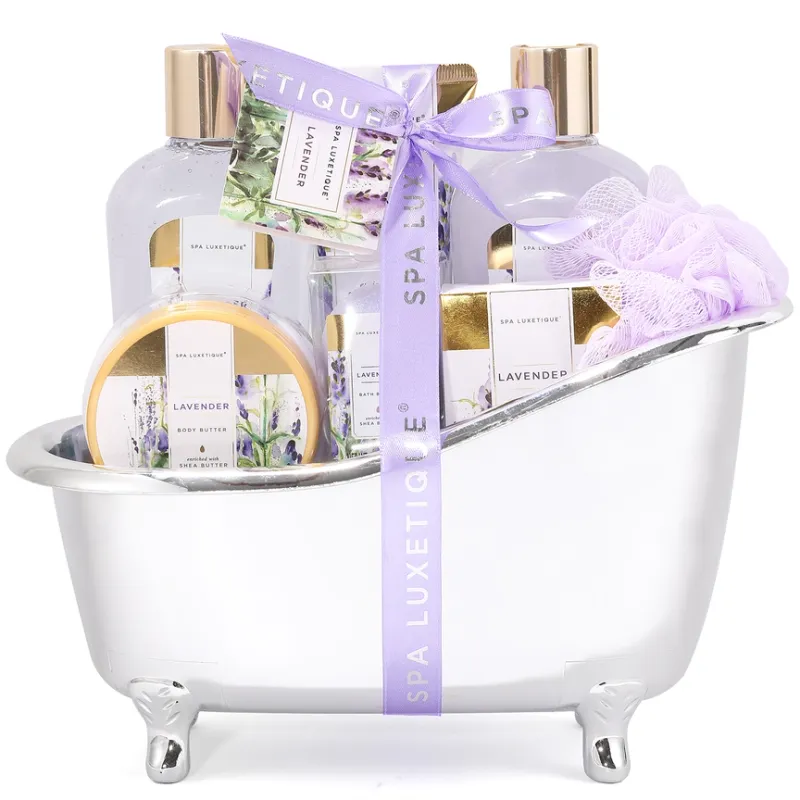 Cadeaupakket in zilveren badkuip - Lavendel Dream