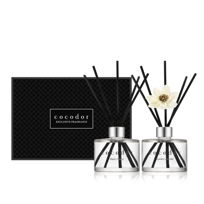 Cadeauset/zwarte kersen+tuinlavendel, 2 diffusers - COCODOR