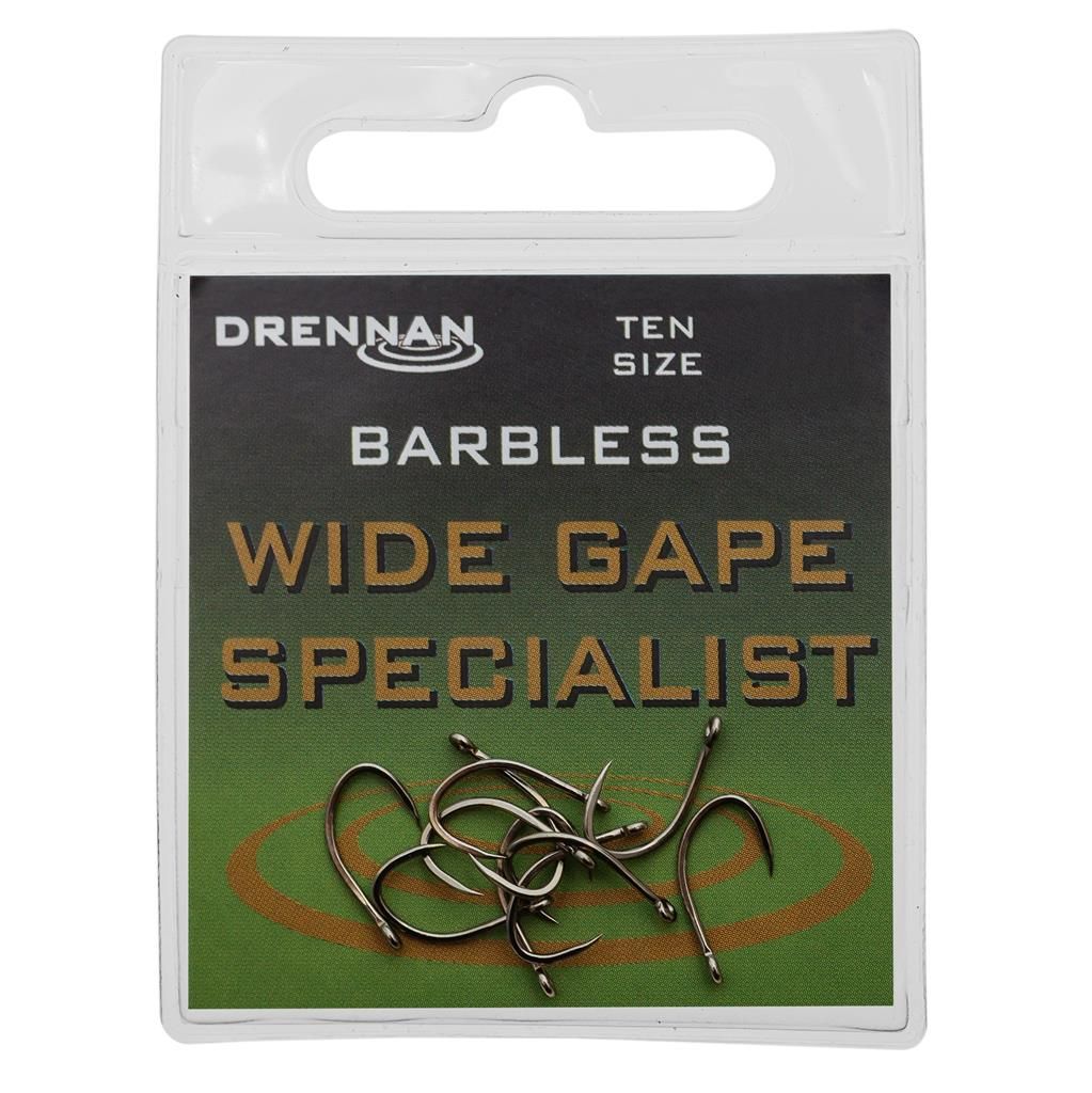 Wide Gape Specialist Hooks , Barbless - DRENNAN