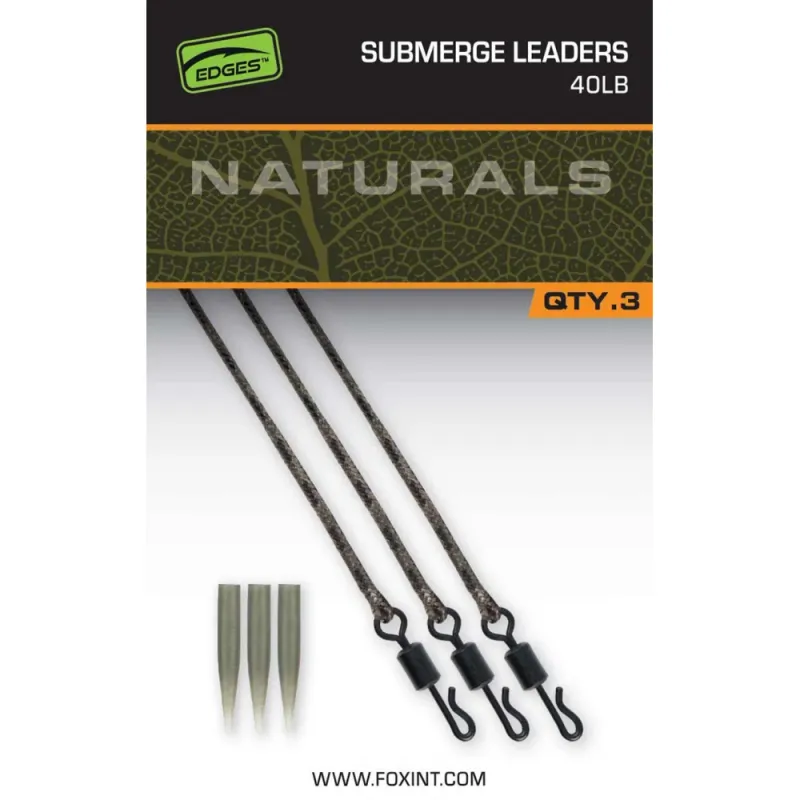Naturals Submerged Leaders 40lb - FOX