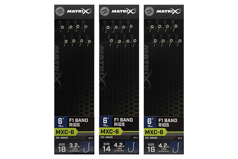 MXC-6 Size 14 Barbless / 0.145mm / 4" (10cm) F1 Band - Matrix