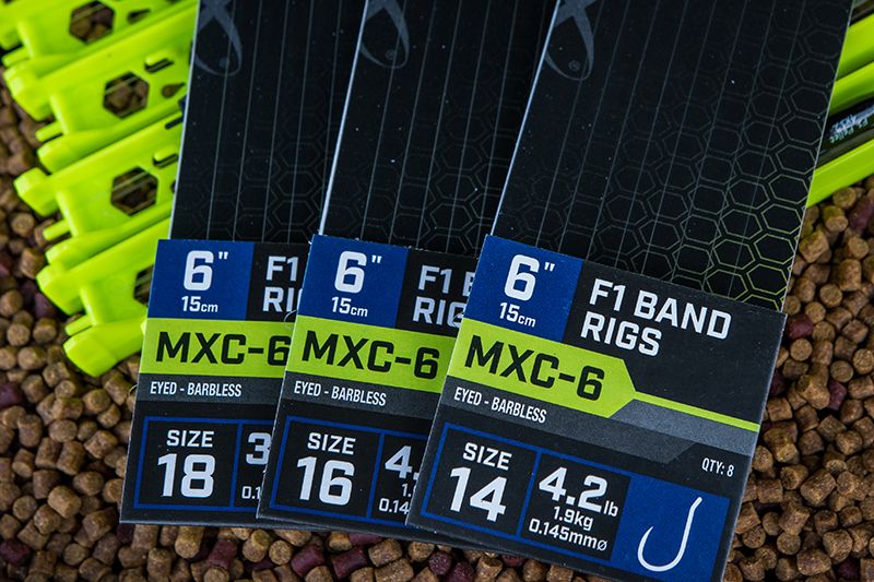 MXC-6 Size 14 Barbless / 0.145mm / 6" (15cm) F1 Band - Matrix