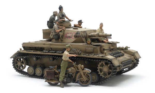 Tamiya USA 1/35 German Tank Panzerkampfwagen IV Ausf.F &amp; Motorcycle Set