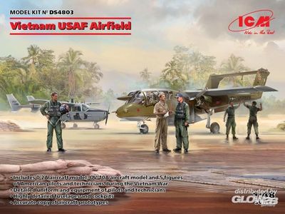 Vietnam USAF Airfield (Cessna O-2A,OV-10 Bronco,US Pil&amp;Gro.Pers(Viet.War)5 fig in 1:48