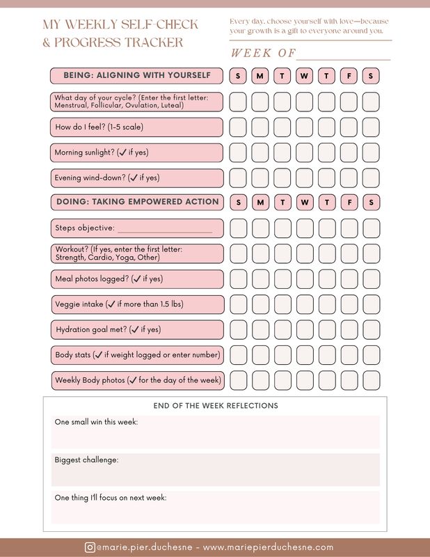 (Version anglaise) Auto-évaluation hebdomadaire et suivi des progrès