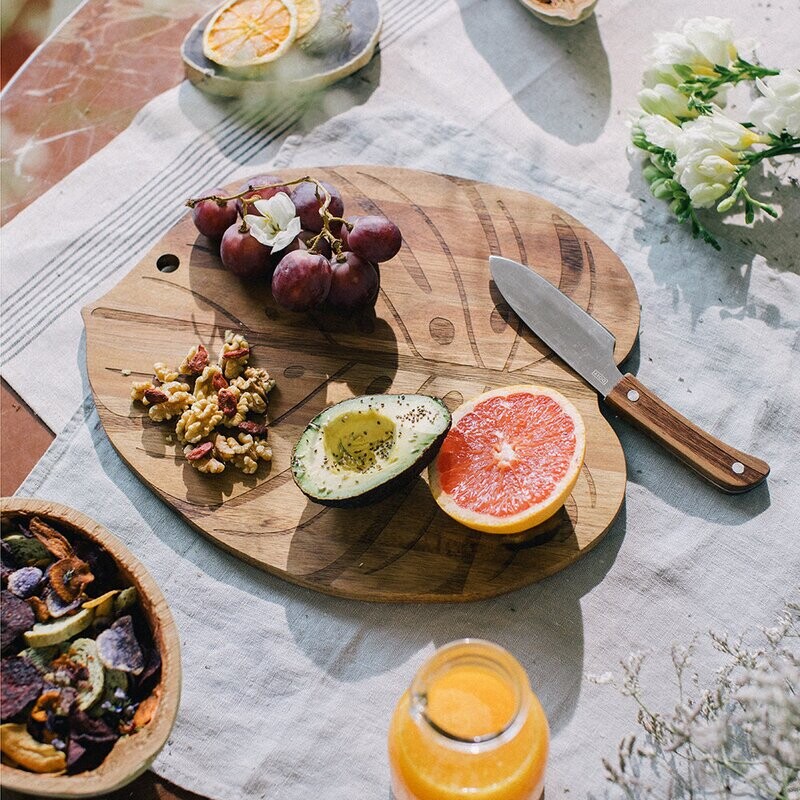 DOIY MONSTERA CHEESE BOARD W/KNIFE