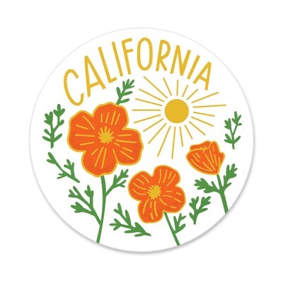 CALIFORNIA POPPY WHITE STICKER