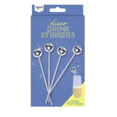 DISCO BALL DRINK STIRRERS 4 PACK