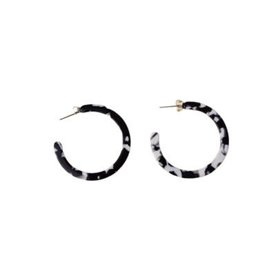 NORA HOOP EARRINGS- BLACK &amp; WHITE