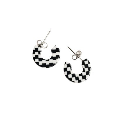 MALI HOOP EARRINGS- BLACK &amp; WHITE