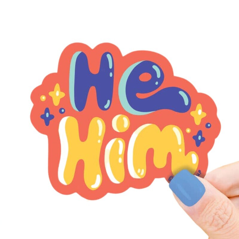 HE/HIM PRONOUNS STICKER