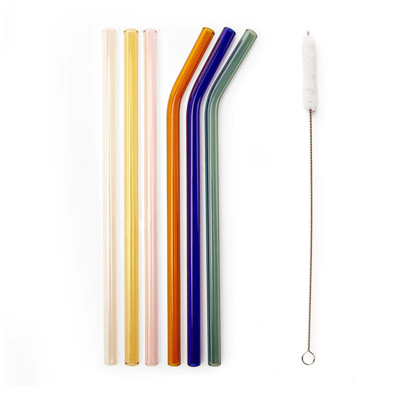 6 PACK COLOR GLASS STRAWS