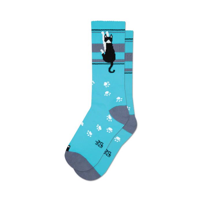 BLUE AND GREY CAT SOCKS