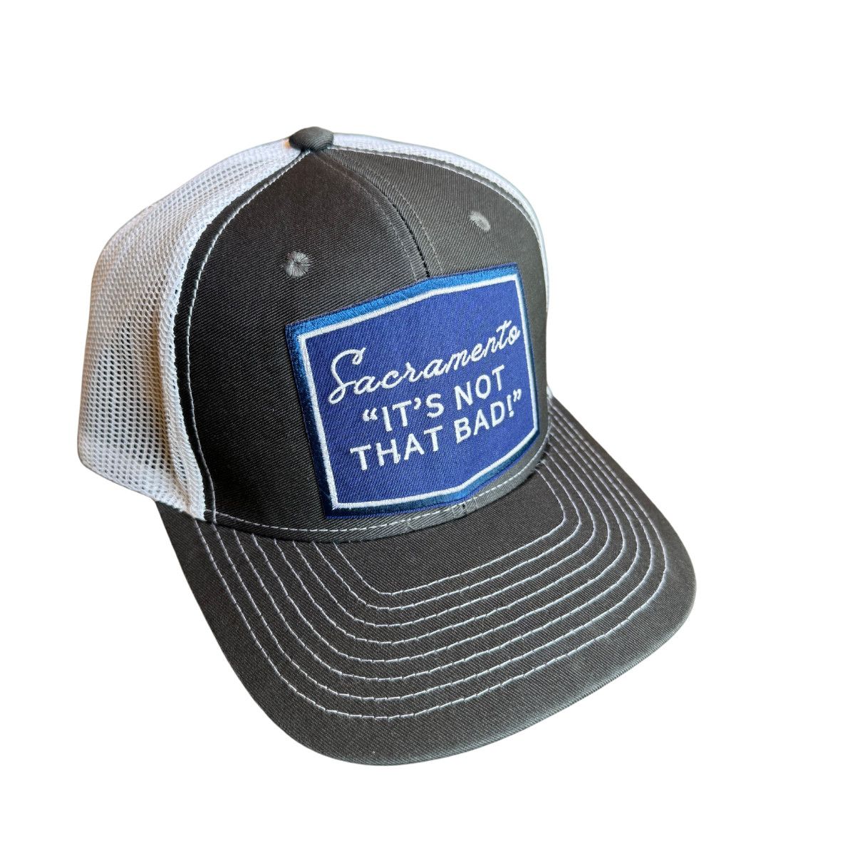 SACRAMENTO IT&#39;S NOT THAT BAD HAT TRUCKER HAT DARK GREY  &amp; WHITE