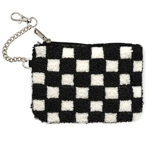 LIVING ROYAL BLACK CHECKER KEYCHAIN POUCH