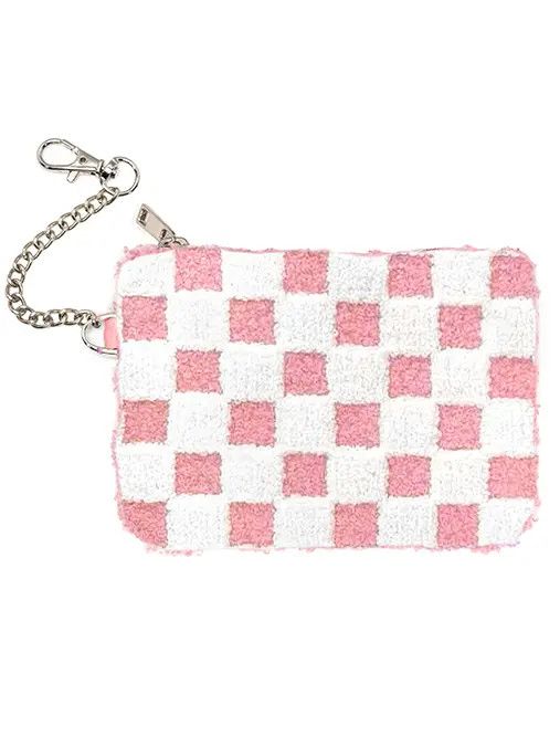 LIVING ROYAL PINK CHECKER KEYCHAIN POUCH