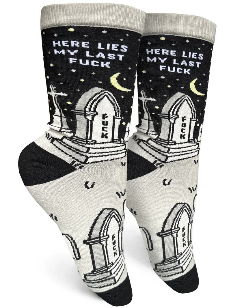 GROOVY THINGS WOMENS SOCK- HERE LIES MY LAST FUCK
