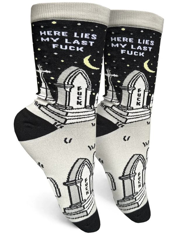 GROOVY THINGS WOMENS SOCK- HERE LIES MY LAST FUCK