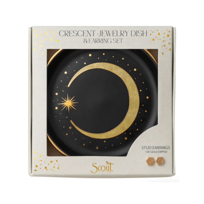 SCOUT EARRING &amp; DISH SET - CRESCENT / BLACK