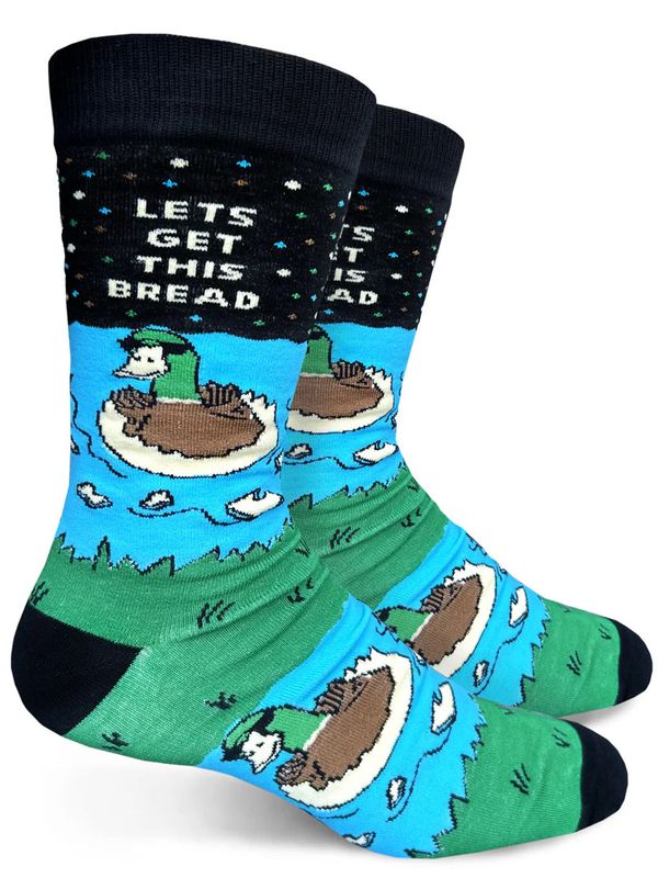 GROOVY THINGS CO  MENS CREW SOCKS - LETS GET BREAD