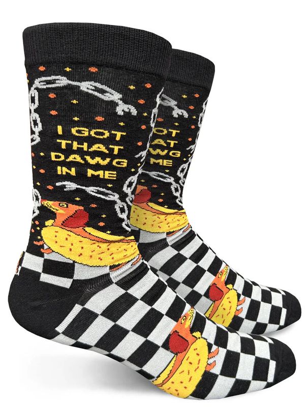 GROOVY THINGS CO  MENS CREW SOCKS - DAWG IN ME
