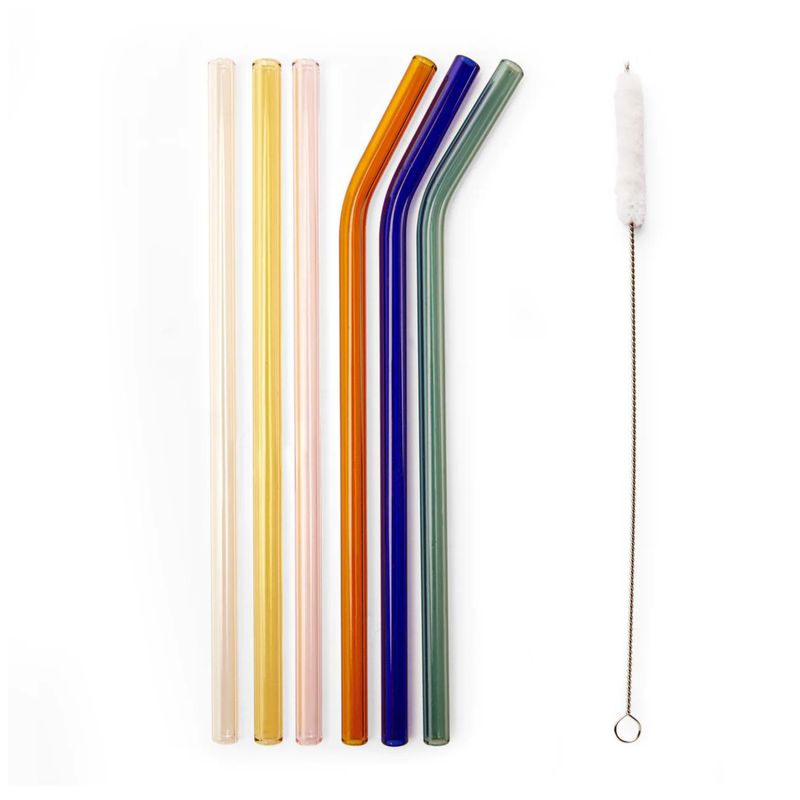 KIKKERLABD 6 PACK COLOR GLASS STRAWS