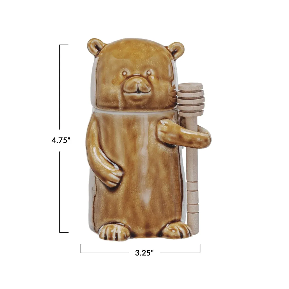 CREATIVE COOP CERAMIC BEAR HONEY JAR W/ DIPPER