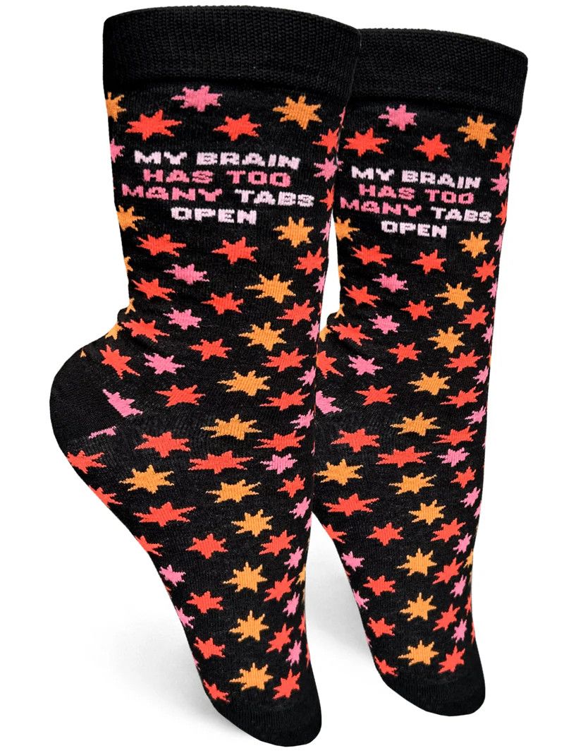 GROOVY THINGS WOMENS SOCK- TOO MANY TABS OPEN