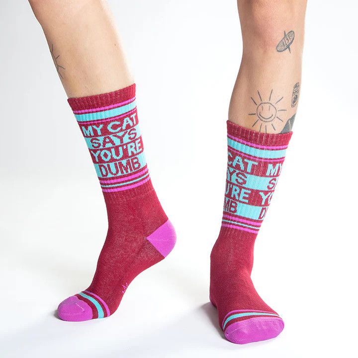 GUMBALL POODLE SOCKS -MY CAT SAYS YOU'RE DUMB