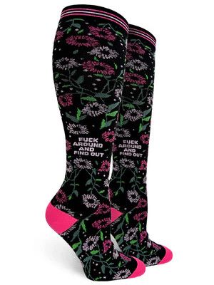 GROOVY THINGS WOMENS COMPRESSION SOCK- F AROUND AND FIND OUT