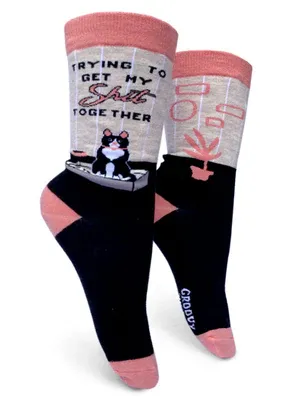 GROOVY THINGS WOMENS SOCK- TRYING CAT