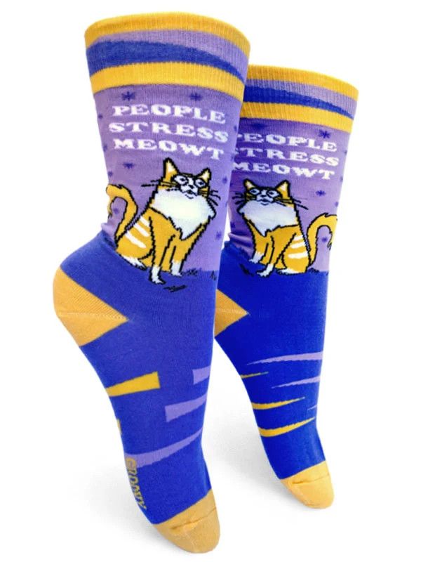 GROOVY THINGS  WOMENS CREW SOCKS - STRESS MEOWT