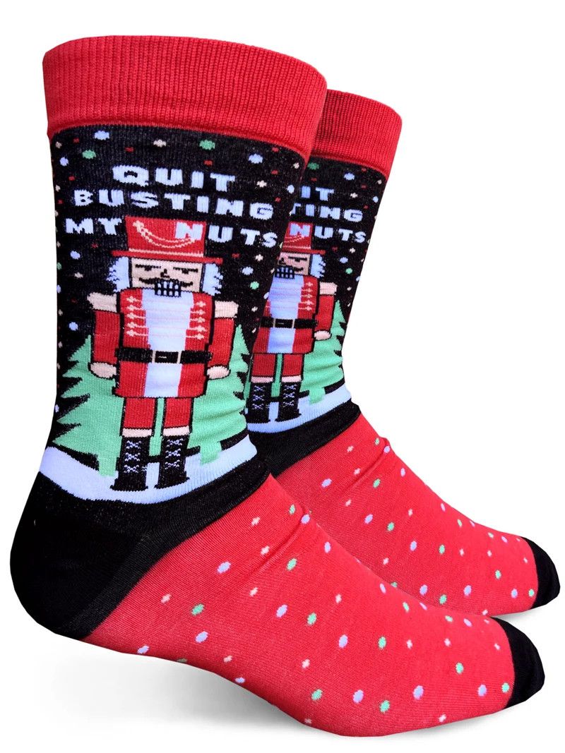 GROOVY THINGS CO  MENS CREW SOCKS - BUSTING NUTS