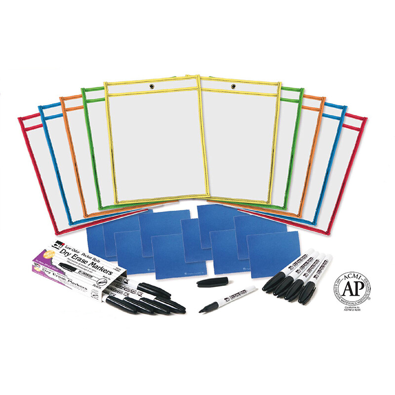 REUSABLE DRY ERASE POCKETS CLASS PACK
