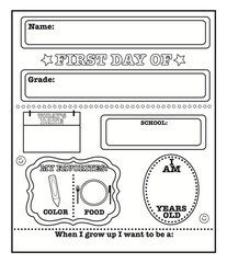 FIRST DAY OF SCHOOL BL/WH ANNOU