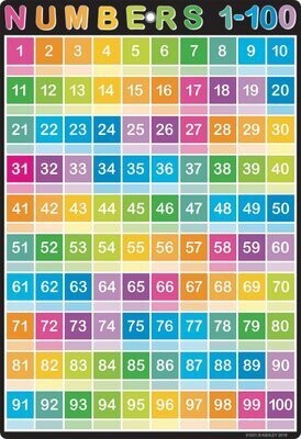 NUMBERS 1-100 SMART POLY CHART 13X19