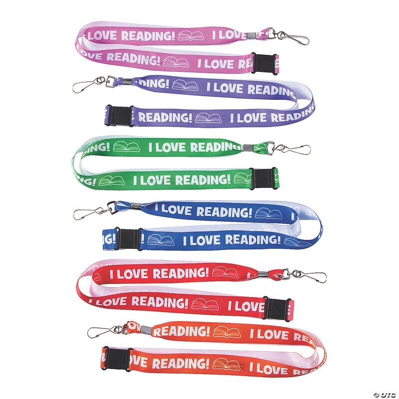 I LOVE READING LANYARD 12PK